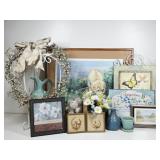Framed Art, Wreath, McCoy Planters & More