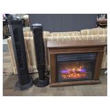 Electric Fireplace, 2 Tower Fans
