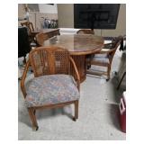 Double Pillar Retro Dinning Room Table w/ 4 Chairs