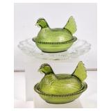 Vintage Indiana Glass: Deviled Egg  & Hen on Nest