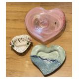Murano Heart Art Glass Bowl, Studio Pottery
