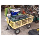Metal Garden Cart, Owl Decoy, Wood Wagon