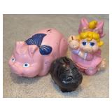 3 Piggy Banks: Miss Piggy, Anchor Hocking Pig
