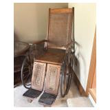 Antique Wooden & Cane Wheelchair
