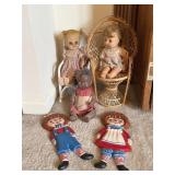 Antique Dolls, Chalkware Raggedy Ann & Andy