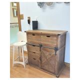 Rustic Cabinet, Metal Wall Art, Metal Stool