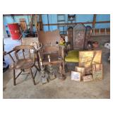 Cane Back Arm Chair, Wood Rocker, Lamp