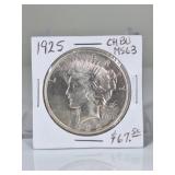 1925 Peace Silver Dollar, CH BU MS63