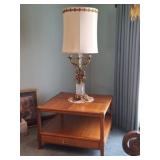 MCM Brass Glass Cherub Lamp, Heritage End Table