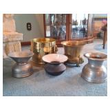 3 Spittoons, Brass Planter & Wastebasket