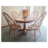 Thomasville Oak Pedestal Table, Chairs, Leaves