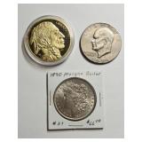 3 Coins: 1890 Morgan Silver Dollar & More
