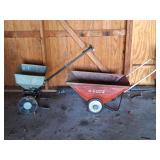 Vintage Spreader, Wheelbarrow, Trash Can & More