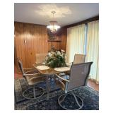 Patio Table w/ 4 Chairs, 2 Area Rugs