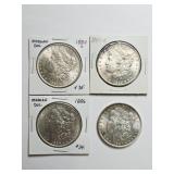 4 Morgan Silver Dollars: 1884O, 1885O, 1886 & 1887