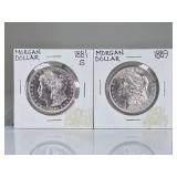 2 Morgan Silver Dollars: 1889 & 1881 S