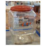 Vintage Lance 8-Sided Glass Cracker Jar w/ Lid