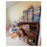 Roll Top Desk, HP Printer, Staplers & More