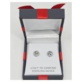 .073 OZT Sterling Silver Jewelry: Diamond Earrings