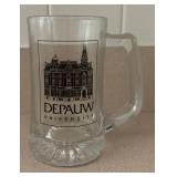 GLASS DRINKING MUG-DEPAUW UNIVERSITY