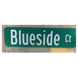 ALUMINUM STREET/ROAD SIGN-"BLUESIDE CT"-TWO SIDED
