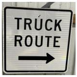 ALUMINUM STREET/ROAD SIGN-"TRUCK ROUTE ---->"