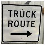 ALUMINUM STREET/ROAD SIGN-"TRUCK ROUTE ---->"