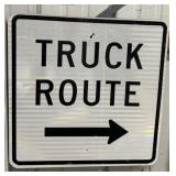 ALUMINUM STREET/ROAD SIGN-"TRUCK ROUTE ---->"