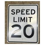 ALUMINUM STREET/ROAD SIGN-"SPEED LIMIT 20"