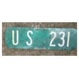 ALUMINUM STREET/ROAD SIGN-"U S 231"-TWO SIDED