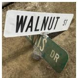 ALUMINUM STREET/ROAD SIGN-"WALNUT ST/LEWIS DR"