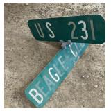 ALUMINUM STREET/ROAD SIGN-"U S 231/GEAGLE CLUB RD"