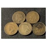 (5)INDIAN HEAD CENTS "ASSORTED DATES"-CHECK OUT