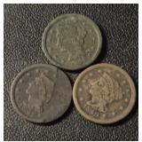 (3)U.S.A. "LARGE" CENTS-CHECK OUT THE PIC