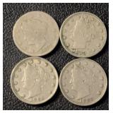 (4)LIBERTY V-NICKELS ***WEAK/STRONG DATES***-