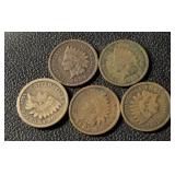 (5)INDIAN HEAD CENTS "ASSORTED DATES"-CHECK OUT