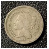 1866 "THREE-CENT" NICKEL