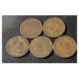 (5)INDIAN HEAD CENTS "ASSORTED DATES"-CHECK OUT