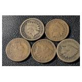 (5)INDIAN HEAD CENTS "ASSORTED DATES"-CHECK OUT