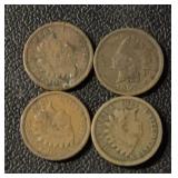 (4)INDIAN HEAD CENTS "ASSORTED DATES"-CHECK OUT