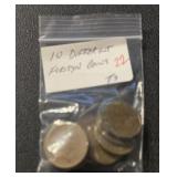(BAG OF 10) "DIFFERENT" FOREIGN COINS