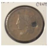 1827 U.S.A. "LARGE" CENT ***W/HOLE***