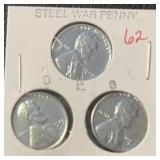 (SET OF 3) "STEEL" CENTS ***1943-P-D-S*** (IN