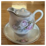VINTAGE CHINA CREAMER W/SAUCER-NOT PERFECT