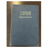 "1958" APPOINTMENT BOOK-SEVERAL BLANK PAGES