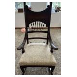 VINTAGE ARM ROCKER W/UPHOLSTERED SEAT