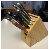 KNIVES W/WOODEN BLOCK HOLDER-J.A. HENCKELS