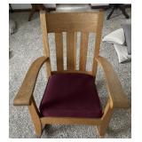 VINTAGE WOODEN ROCKER W/UPHOLSTERED SEAT