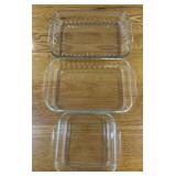GLASS BAKING DISHES-(2)PYREX & (1)ANCHOR HOCKING