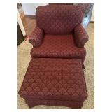 UPHOLSTERED ARM CHAIR W/OTTAMAN-VERY CLEAN